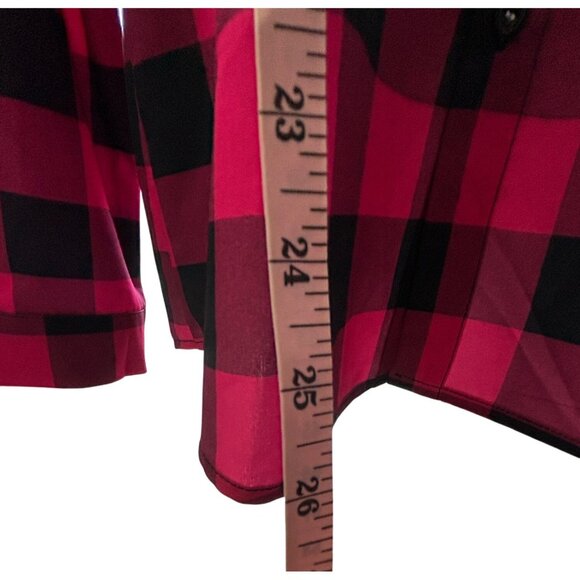 Womens Red & Black Plaid Button Down Shirt Long Sleeve Collared Top Casual Wear - Picture 5 of 5